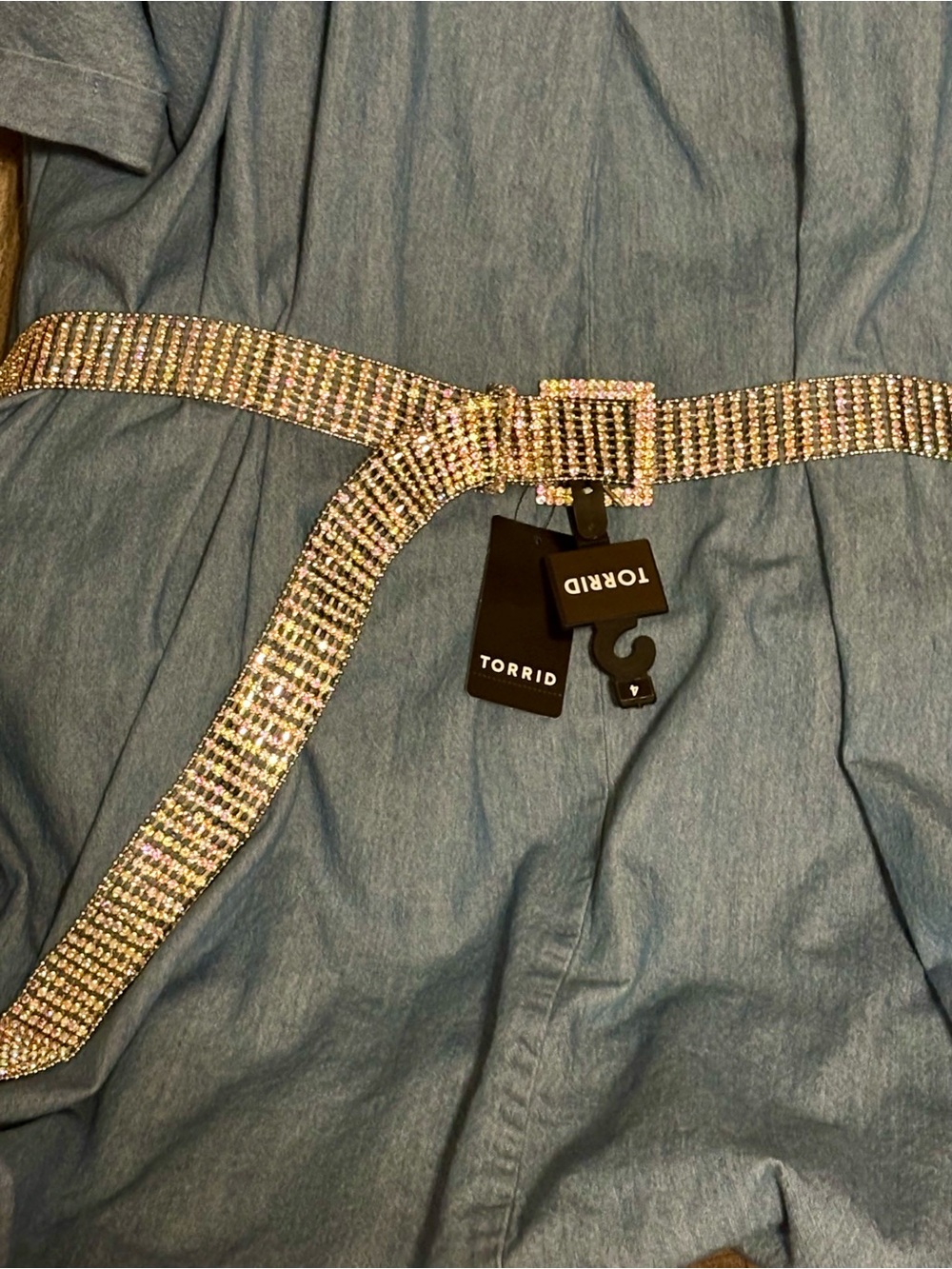 torrid Iridescent Multi-Row Rhinestone Belt - Pink/Gold/Silver - Picture 14 of 14